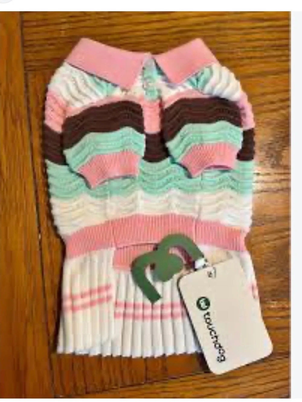 Striped Knit Dog Sweater in Pink, Mint & Brown